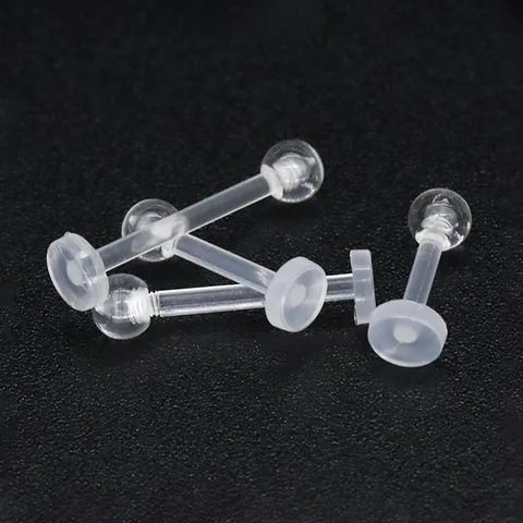 Klar Flexibel Acryl Lippenring Augenbrauen Piercing Unsichtbar Zungenpiercing Nase Hufeisenring Bauchnabelpiercing Körperschmuck