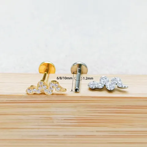 Piercing Labbro in Lega di Titanio Geometrico Floreale Strass Filettatura Interna Orecchini Cartilagine Gioielli Unisex