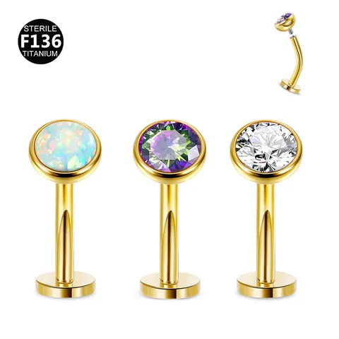 Piercing de Ombligo de Titanio Ópalo Sintético Strass Barra Curvada Joya Corporal para Mujeres Hombres