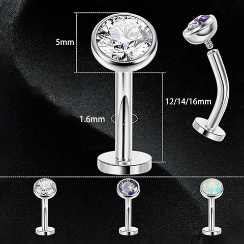 Piercing de Ombligo de Titanio Ópalo Sintético Strass Barra Curvada Joya Corporal para Mujeres Hombres