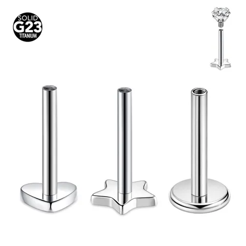 F136 Titanium Labret Stud Internal Thread Body Piercing Jewelry Flat Back Minimalist Body Piercing Accessories