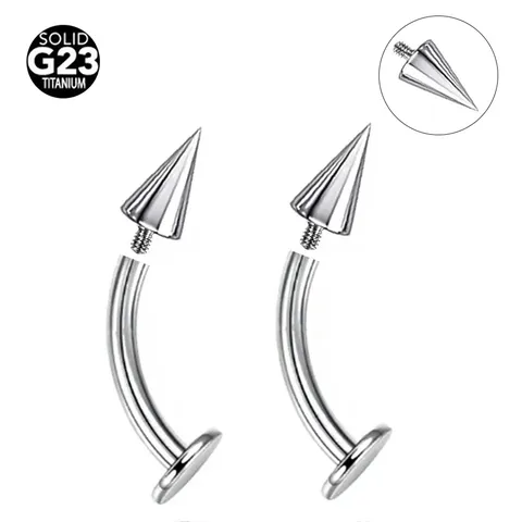 G23 Titanlegierung Lippenring Ohrknorpel Piercingschmuck Innengewinde Scharfer Kegel Gebogene Stange Körperpiercing