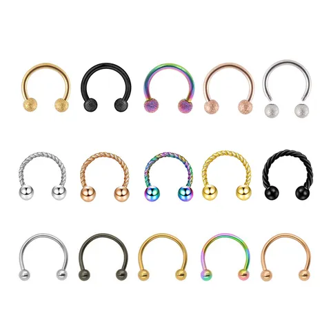 316L Stainless Steel Horseshoe Ring Circular Barbell Septum Nose Ring Body Piercing Jewelry For Women And Men