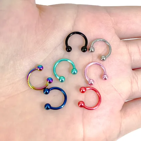 316L Stainless Steel Horseshoe Ring Circular Barbell Septum Nose Ring Body Piercing Jewelry For Women And Men