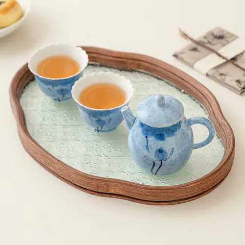 Hand-Painted Blue Lotus Ceramic Kung Fu Tea Set Teapot And Tea Cups With Tray Chinese Gongfu Teaware For Home Gift
