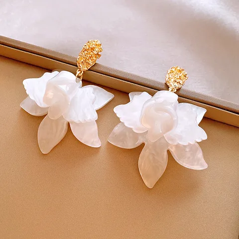 Acrylic 3D Layered Flower DIY Jewelry Findings White Pink Green Flower Pendants For Earrings Craft Accessories