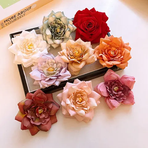 Sweet Fairy Dried Rose Flower Hair Clip Aesthetic Alloy Fabric Duckbill Clip Claw Clip Hair Stick Elegant Side Fringe Clip Fashion Hair Accessories For Women Girls