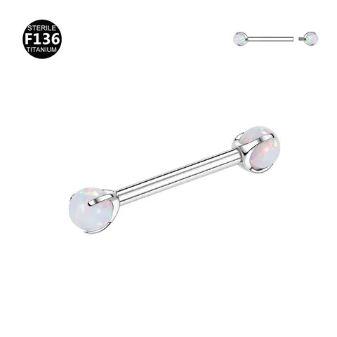 Titanium Alloy Internally Threaded Straight Bar Nipple Ring Aurora Artificial Opal Piercing Jewelry For Women Body Decoration