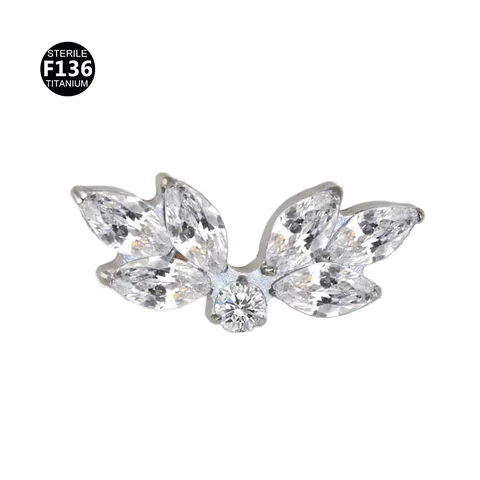 F136 Titan G23 Fledermausflügel Blatt Zirkonia Innengewinde Labret Stecker Ohrknorpel Piercing Schmuck Für Herren Damen