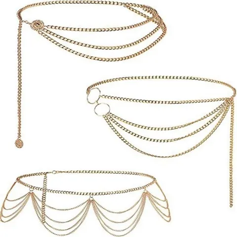 European American Fashion Metal Multi-Layer Waist Chain Women Vintage Ring Sunflower Pendant Body Chain Jewelry