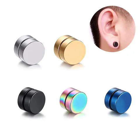 Edelstahl Runde Magnet Ohrstecker Ohne Ohrloch Magnet Ohrclips Schmuck Gold Silber Schwarz Blau Mehrfarbig Geometrisch Ohne Piercing Ohrringe