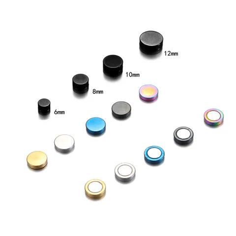 Edelstahl Runde Magnet Ohrstecker Ohne Ohrloch Magnet Ohrclips Schmuck Gold Silber Schwarz Blau Mehrfarbig Geometrisch Ohne Piercing Ohrringe