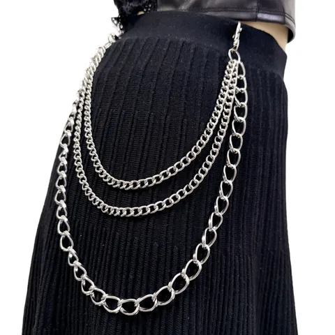 Catena da Pantalone in Metallo Multistrato Stile Strada Punk Catena da Vita Hip Hop Unisex Catena da Tasca Decorativa