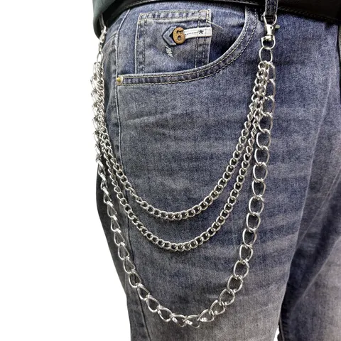 Catena da Pantalone in Metallo Multistrato Stile Strada Punk Catena da Vita Hip Hop Unisex Catena da Tasca Decorativa