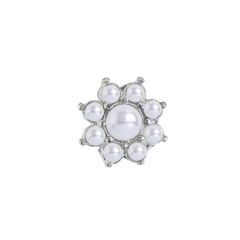 Stainless Steel Flower Dermal Anchor Top Artificial Pearl Rhinestone Synthetic Opal Body Piercing Jewelry For Women Personality