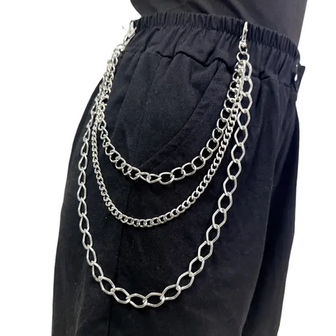 Punk Style Multi Layer Metal Pants Chain Hip Hop Streetwear Waist Chain Unisex Silver Body Jewelry Accessories