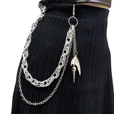 Punk Vintage Multi Layer Metal Waist Chain Gothic Beak Bird Wing Pants Chain Women Fashion Body Jewelry Accessories