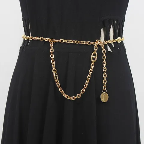 Fashion Women Metal Waist Chain Punk Style Adjustable Body Chain Chic Anchor Link Waist Jewelry For Party Outfit