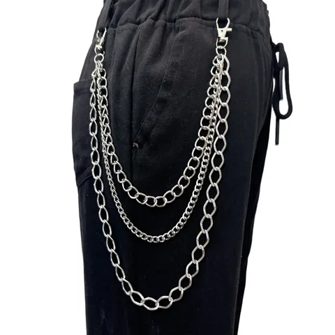 Punk Style Multi Layer Metal Pants Chain Hip Hop Streetwear Waist Chain Unisex Silver Body Jewelry Accessories