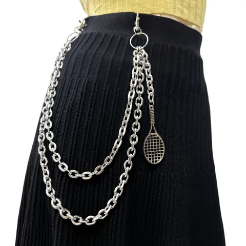 Catena da Vita in Metallo Multistrato Hip Hop Punk con Ciondolo alla Moda Catena da Pantaloni Streetwear Gioiello da Corpo Unisex