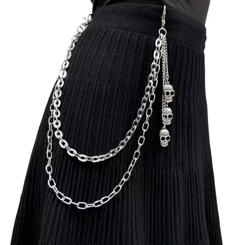 Punk Retro Metal Skull Spider Multi-Layer Pants Chain Hip Hop Streetwear Waist Chain Jewelry For Men Women