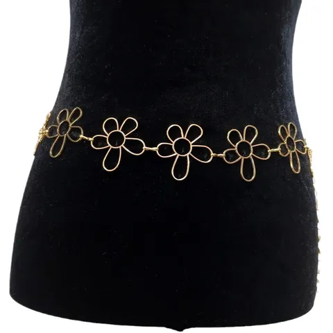 European American Fashion Hollow Metal Flower Waist Chain Sexy Body Chain For Women