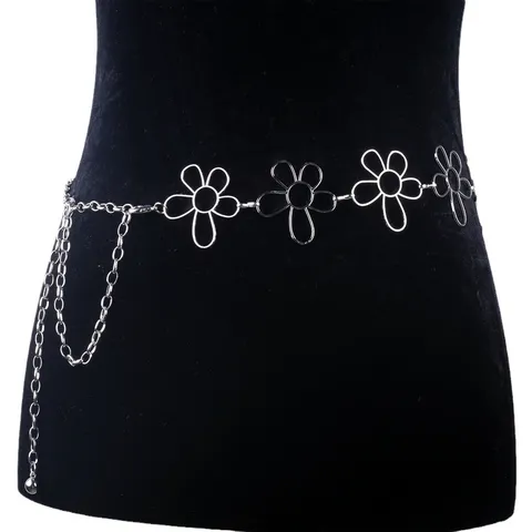 European American Fashion Hollow Metal Flower Waist Chain Sexy Body Chain For Women