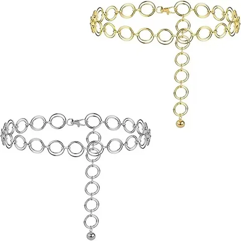 Retro Metal Waist Chain For Women Vintage Layered Ring Body Chain Adjustable Fashion Metal Belt Jewelry Gift