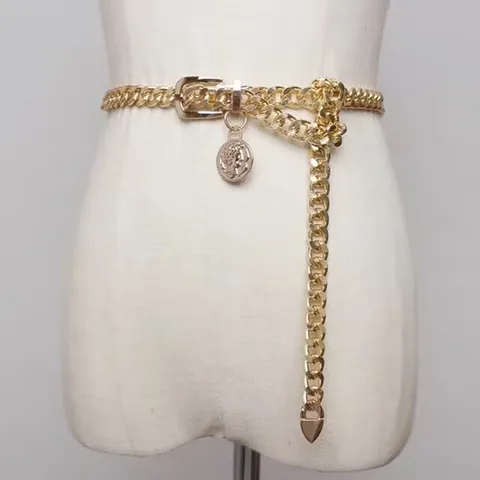 Women Vintage Metal Coin Pendant Waist Chain Fashion Punk Body Chain Belt Clothing Accessories