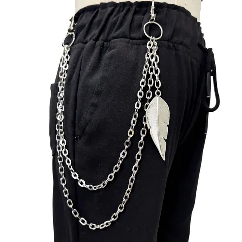Punk Hip Hop Multi-Layer Waist Chain With Large Tree Leaf Pendant Metal Pants Chain Streetwear Fashion Jewelry For Men And Women