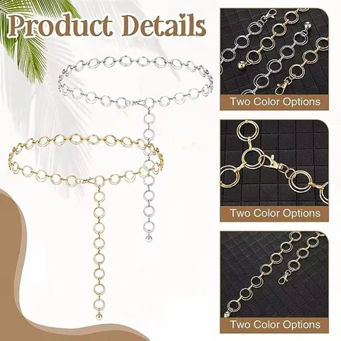 Retro Metal Waist Chain For Women Vintage Layered Ring Body Chain Adjustable Fashion Metal Belt Jewelry Gift