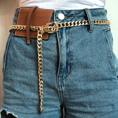 Punk Style Metal Waist Chain For Women Adjustable Thick Chain Belt Fashion Body Jewelry Gold Silver
