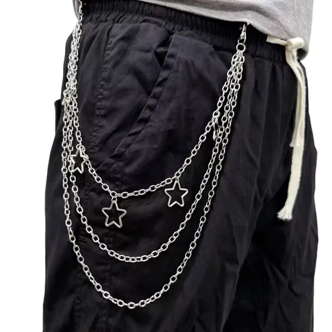 Punk Fashion Metal Pentagram Multi-Layer Waist Chain Women Trendy All-Match Pants Chain Street Style Body Jewelry