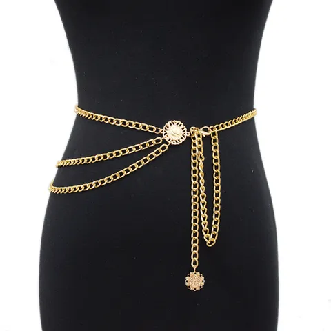 Women Fashion Metal Waist Chain Multi-layer Body Chain Adjustable Punk Belly Chain Waist Belt Body Jewelry Accessories