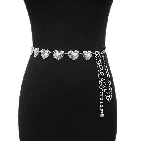 Women Sexy Punk Style Metal Heart Waist Chain Adjustable Body Chain Fashion Waist Jewelry Accessories