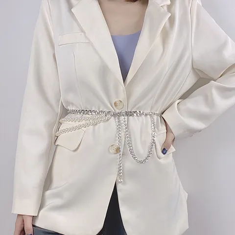 Fashion Multi-Layer Waist Chain Metal Artificial Pearl Body Chain Adjustable Chic Jewelry For Women Party