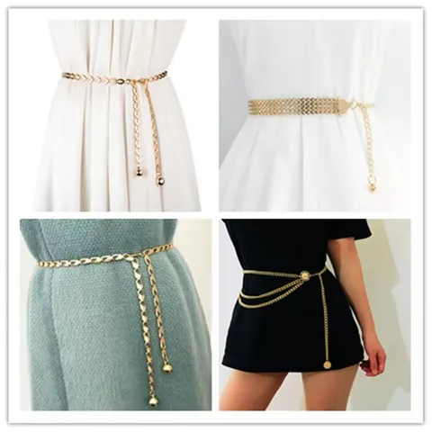 Women Fashion Metal Waist Chain Multi-layer Body Chain Adjustable Punk Belly Chain Waist Belt Body Jewelry Accessories