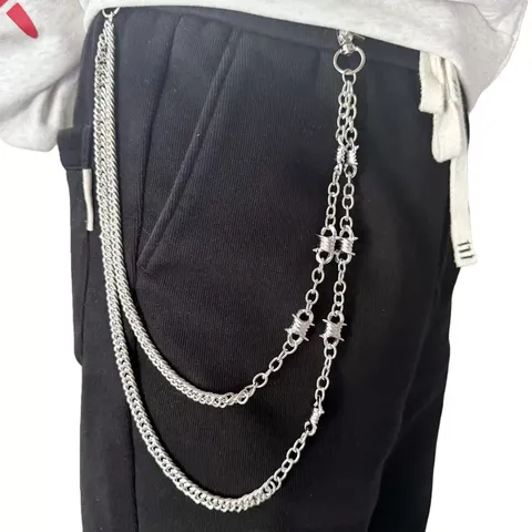 Catena da Pantalone in Metallo Multistrato Punk Hip Hop Unisex Catena da Vita con Spine Accessori per Gioielli di Moda Rock Streetwear