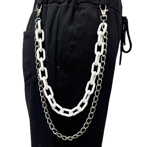 Hip Hop Punk Multi-Layer Acrylic And Metal Chain Waist Chain Colorful Pants Chain Body Jewelry For Men Women