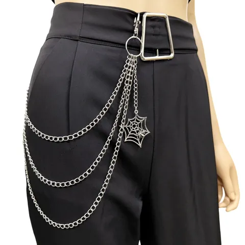 Punk Gothic Spiderweb Pendant Multi-layer Waist Chain Hip Hop Streetwear Metal Pants Chain Body Jewelry For Women