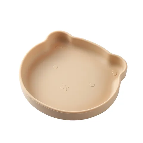 Cartoon Bear Silicone Baby Plate With Suction Bowl For Toddlers Infant Food Grade Silicone Tableware BPA Free Spoon Fork