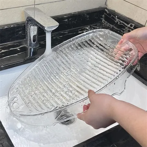 Thickened Clear Plastic Mini Washboard Portable Anti Slip Laundry Washing Board With Hanging Hole For Student Dormitory Socks Underwear Cleaning