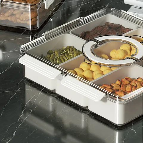 Luxus Mehrfachfächer Obstschale Transparent Kunststoff Nuss Snack Tablett Mit Deckel Wohnzimmer Heim Desktop Aufbewahrung Süßigkeiten Servierplatte