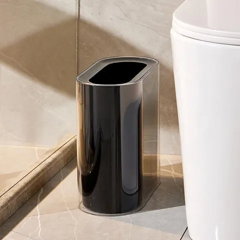 Light Luxury Slim Trash Can Double Layer Transparent PET Garbage Bin For Bathroom Kitchen Bedroom Narrow Gap Wastebasket