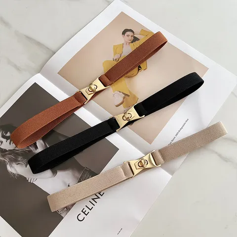 Women's Elastic Woven Belt Stretch Waist Band Vintage Dress Sweater Coat Decorative Waistband Fashion Accessories