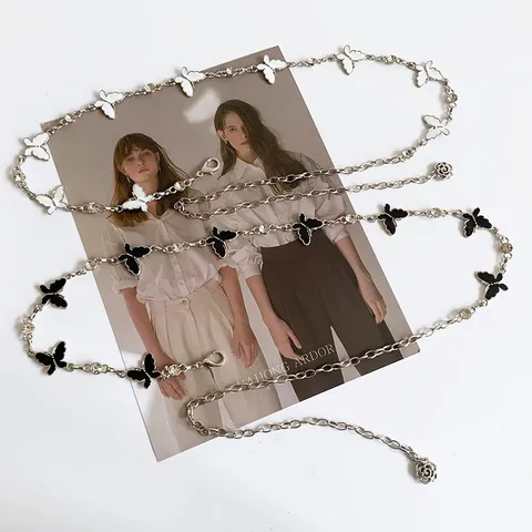 European Fashion Metal Waist Chain Body Chain Punk Rhinestone Butterfly Waist Belt For Women Party Jewelry
