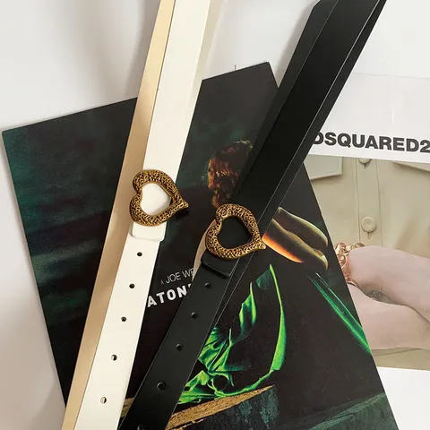 Women Faux Leather Belt Fashion Casual Versatile Waist Band With Retro Metal Heart Buckle For Dress Jeans