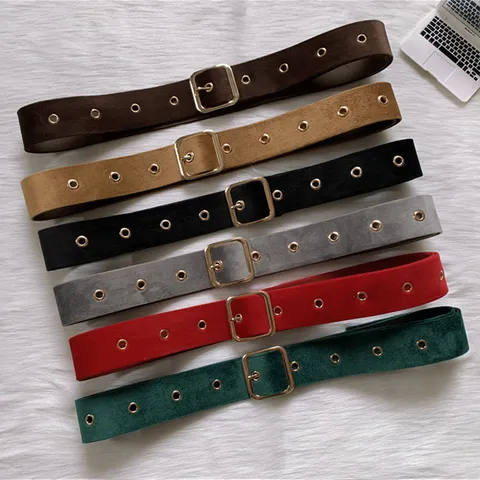 Women's Fashion Long Woolen Fabric Belt Minimalist Casual Dress Coat Waistband With Gold Square Buckle