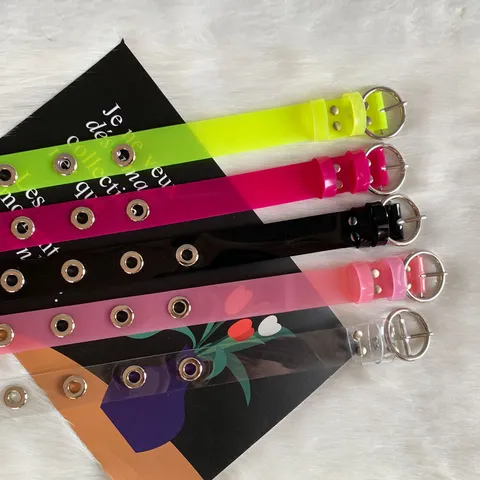 Women Fashion Clear Transparent PVC Jelly Candy Color Waistband Alloy Round Pin Buckle Casual Daily Pants Belt