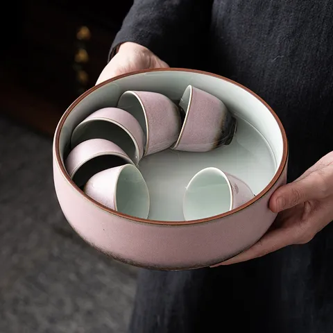 Groot Keramisch Kung Fu Theewasbak Oven-veranderde Glazuur Waterschaal Thee Ceremonie Accessoires Voor Thuis Servies